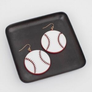 NWT JBloom Design Red White Baseball Drop Dangle Earrings
